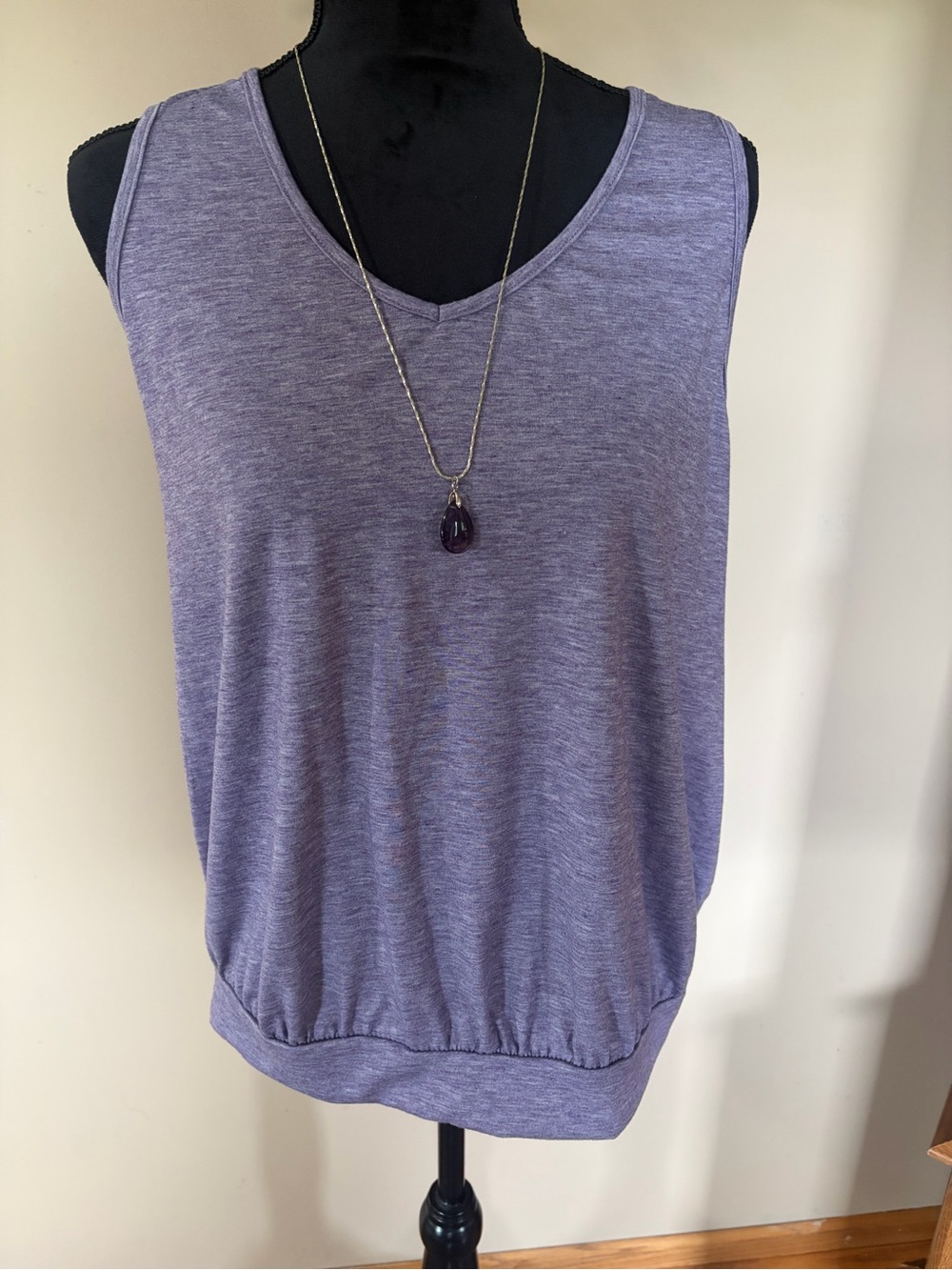 Sleeveless V-Neck Purple Womens Top